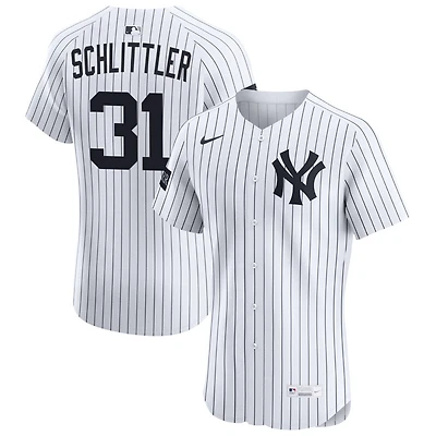 Cam Schlittler Men's Nike White New York Yankees Home Elite Sponsor Patch Custom Jersey