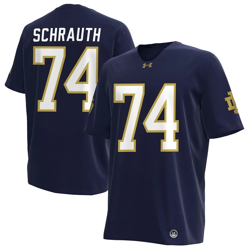 Billy Schrauth Men's Under Armour Navy Notre Dame Fighting Irish NIL Pick-A-Player Replica Football Jersey