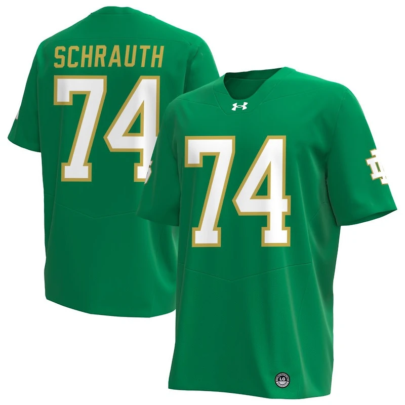 Billy Schrauth Men's Under Armour Kelly Green Notre Dame Fighting Irish Alternate NIL Pick-A-Player Replica Football Jersey