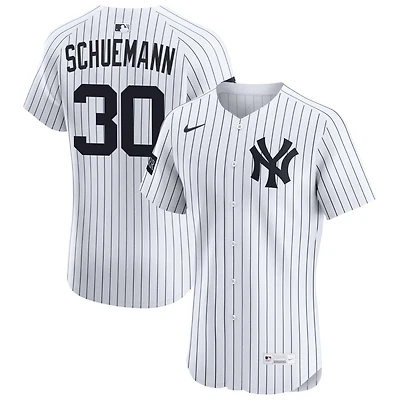 Max Schuemann Men's Nike White New York Yankees Home Elite Sponsor Patch Custom Jersey