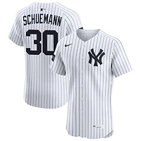 Max Schuemann Men's Nike White New York Yankees Home Elite Sponsor Patch Custom Jersey
