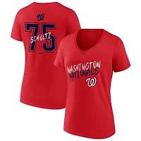 Women's Red Washington Nationals Hustle Personalized Name & Number V-Neck T-Shirt