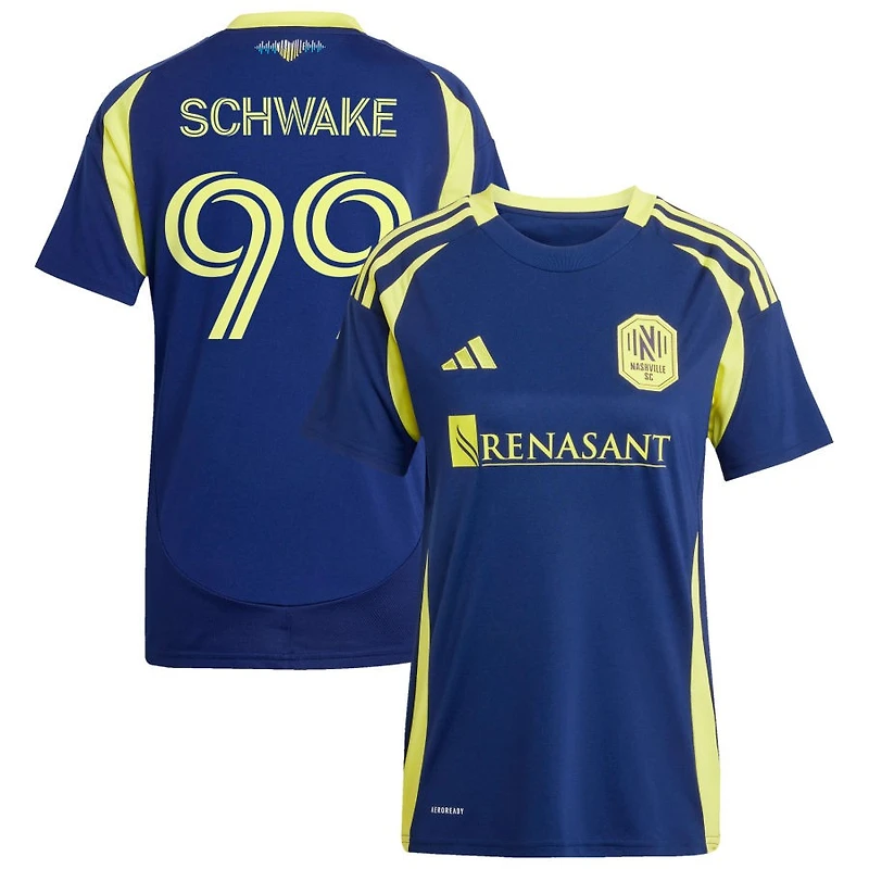 Brian Schwake Women's adidas  Navy Nashville SC 2025 The Heart of Nashville Kit Replica Custom Jersey