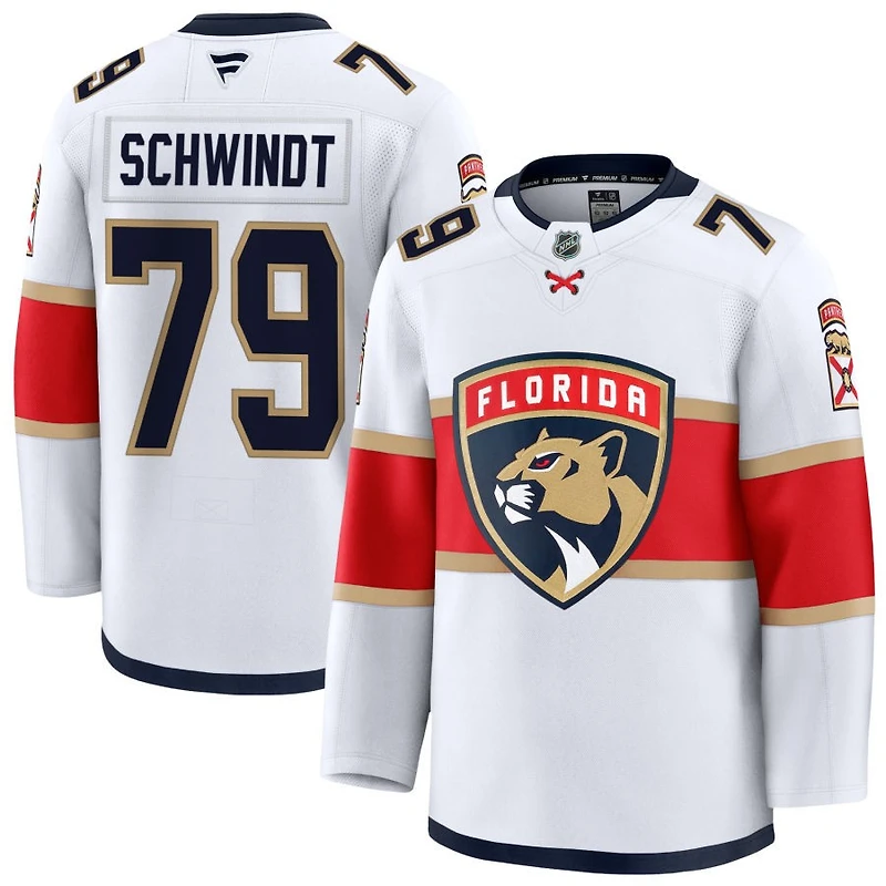 Cole Schwindt Men's Fanatics White Florida Panthers Away Premium Custom Jersey