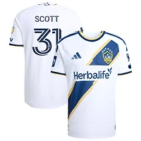 Brady Scott Men's adidas White LA Galaxy 2026 The VeloCITY Kit On-Field Authentic Patch Custom Jersey