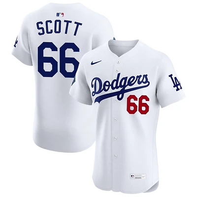 Tanner Scott Men's Nike White Los Angeles Dodgers Home Elite Sponsor Patch Custom Jersey