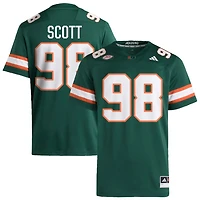 Justin Scott Men's adidas  Green Miami Hurricanes NIL Pick-A-Player Alternate Premier Football Jersey