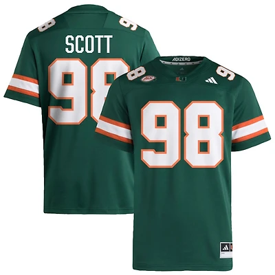 Justin Scott Men's adidas  Green Miami Hurricanes NIL Pick-A-Player Alternate Premier Football Jersey