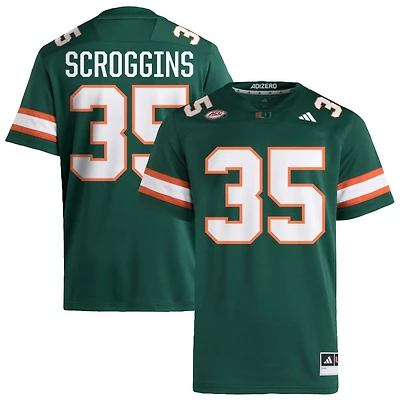 Herbert Scroggins Men's adidas  Green Miami Hurricanes NIL Pick-A-Player Alternate Premier Football Jersey
