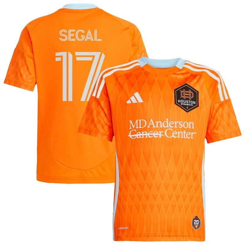 Gabriel Segal Youth adidas  Orange Houston Dynamo FC 2025 Season 20 Replica Custom Jersey