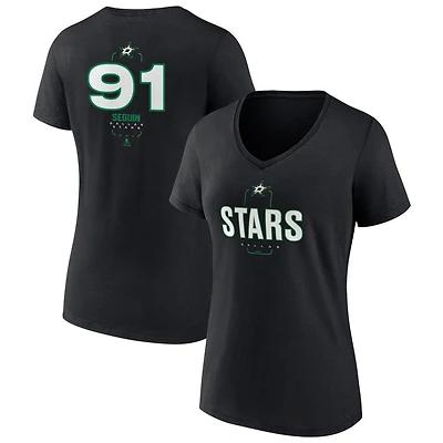 Women's Black Dallas Stars Personalized Name & Number Midfielder V-Neck T-Shirt