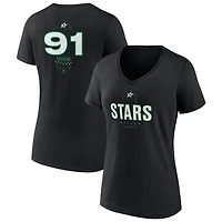Women's Black Dallas Stars Personalized Name & Number Midfielder V-Neck T-Shirt