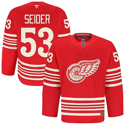 Moritz Seider Men's Fanatics Red Detroit Red Wings Anniversary Authentic Pro Custom Jersey