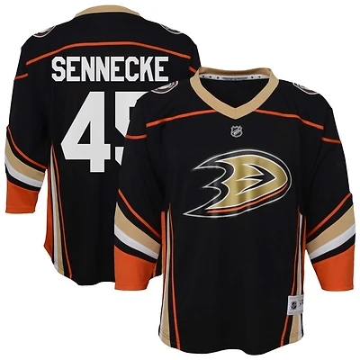 Beckett Sennecke Youth  Black Anaheim Ducks Home Replica Custom Jersey