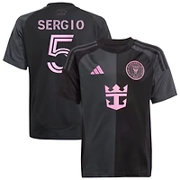 Sergio Sergio Youth adidas  Black Inter Miami CF 2025 The Fortitude Kit Replica Custom Jersey