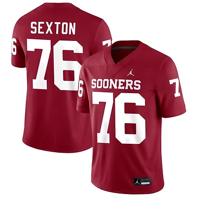 Jacob Sexton Men's Jordan Brand Crimson Oklahoma Sooners NIL Pick-A-Player Football Replica Jersey