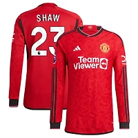 Luke Shaw Men's adidas  Red Manchester United 2023/24 Home Authentic Custom Long Sleeve Jersey