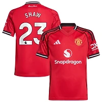 Luke Shaw Youth adidas  Red Manchester United Home 2025/26 Custom Replica Jersey