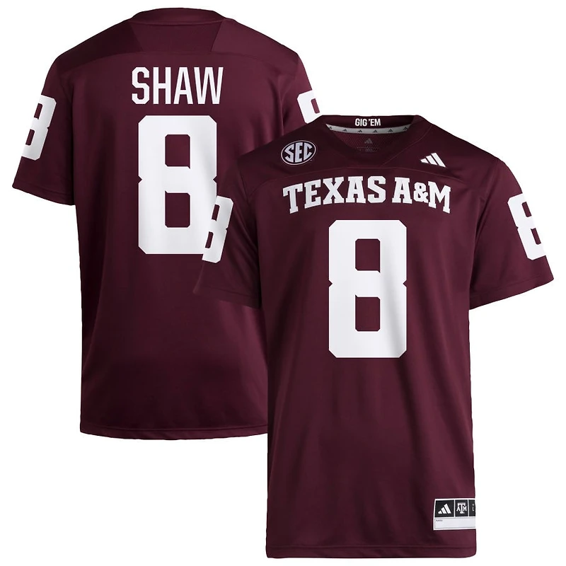 Jordan Shaw Men's adidas Maroon Texas A&M Aggies NIL Pick-A-Player Home Premier Football Jersey