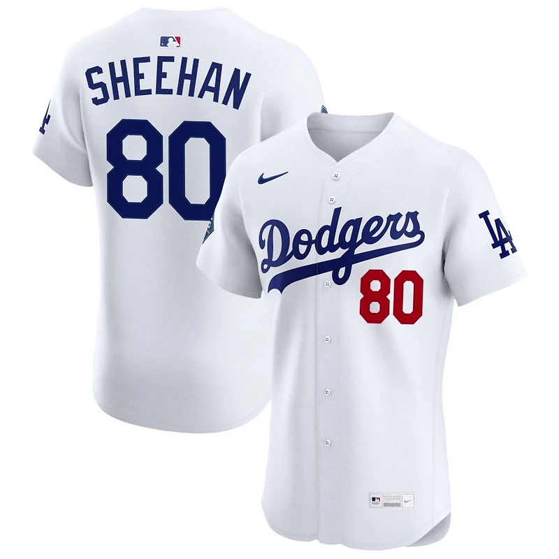 Emmet Sheehan Men's Nike White Los Angeles Dodgers Home Elite Sponsor Patch Custom Jersey