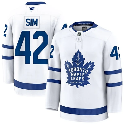 Landon Sim Men's Fanatics White Toronto Maple Leafs Away Premium Custom Jersey
