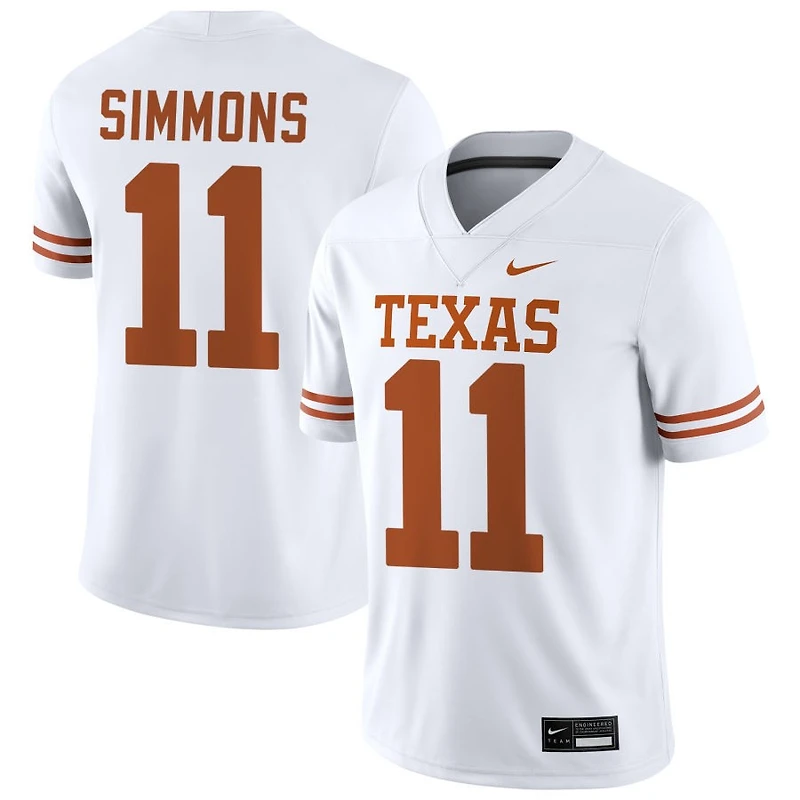 Colin Simmons Men's Nike White Texas Longhorns NIL Pick-A-Player Game Jersey