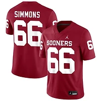 Derek Simmons Men's Jordan Brand Crimson Oklahoma Sooners NIL Pick-A-Player Football Replica Jersey