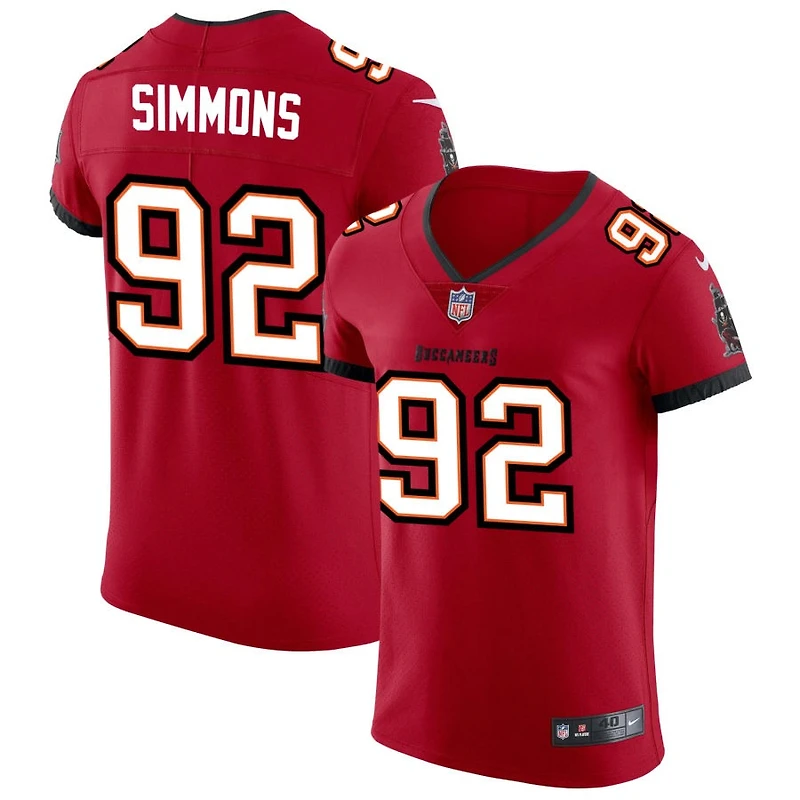 Elijah Simmons Men's Nike Red Tampa Bay Buccaneers Vapor Elite Custom Jersey