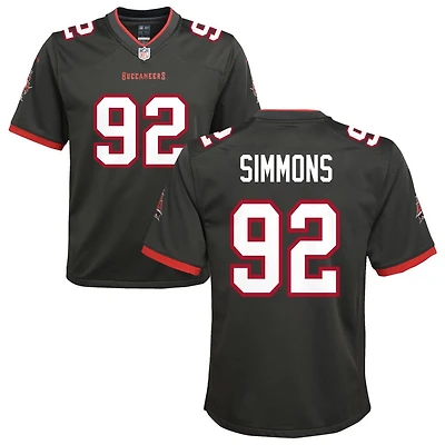 Elijah Simmons Youth Nike Pewter Tampa Bay Buccaneers Alternate Custom Game Jersey