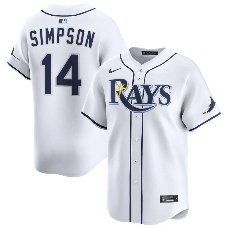 Chandler Simpson Men's Nike White Tampa Bay Rays Home Limited Custom Jersey
