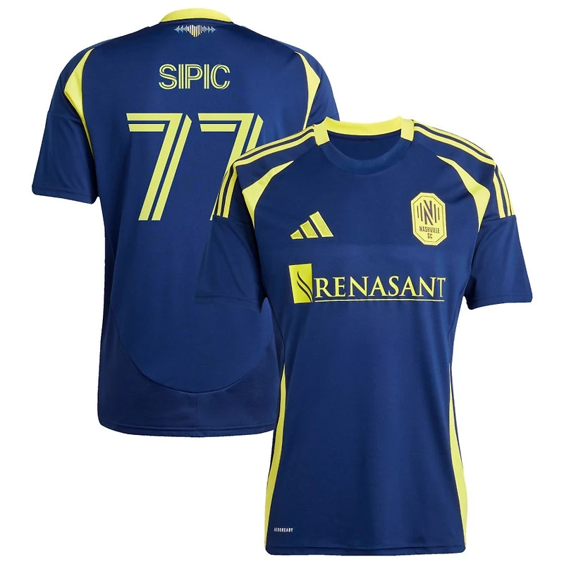 Adem Sipic Men's adidas  Navy Nashville SC 2025 The Heart of Nashville Kit Replica Custom Jersey