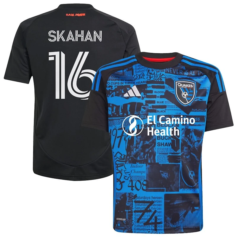 Jack Skahan Youth adidas Black San Jose Earthquakes 2025 Headliner Replica Custom Jersey