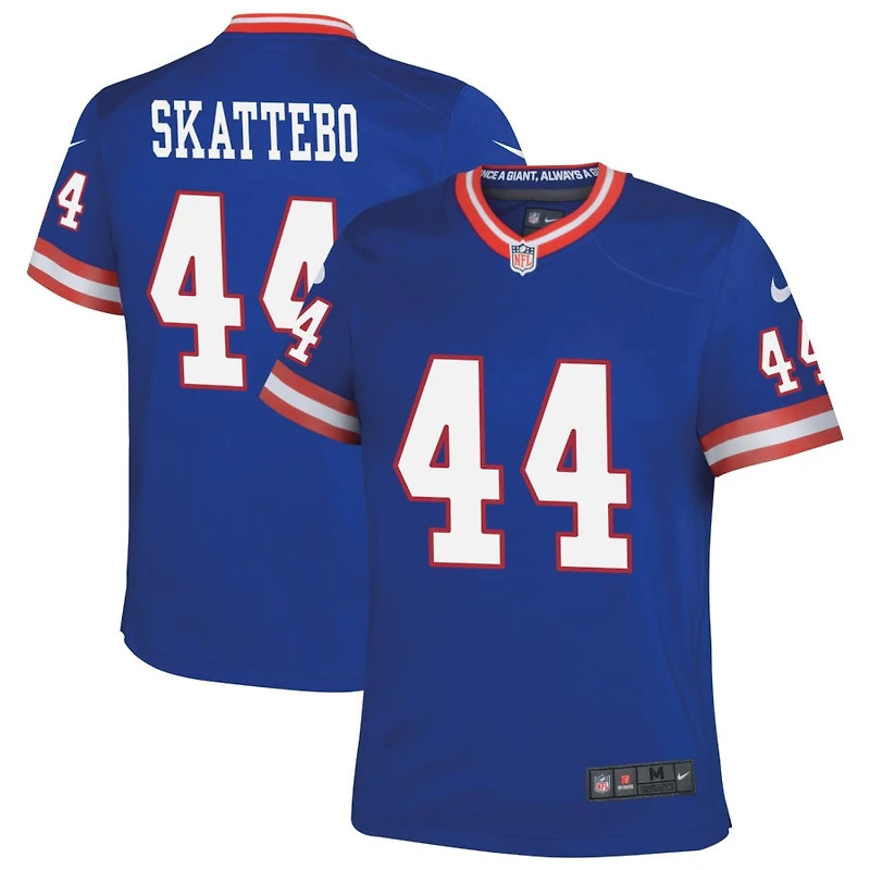Cam Skattebo Youth Nike Royal New York Giants Classic Custom Game Jersey