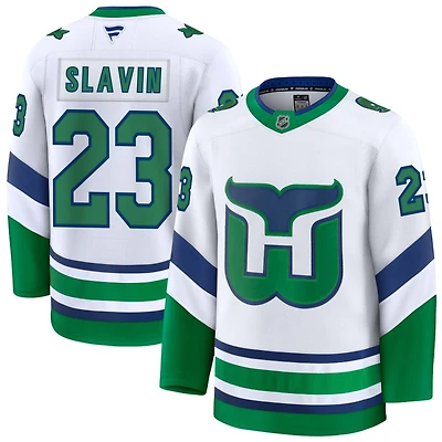 Josiah Slavin Men's Fanatics White Carolina Hurricanes Throwback Premium Custom Jersey