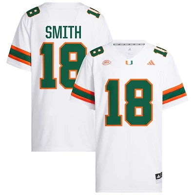 Nikao Smith Men's adidas  White Miami Hurricanes NIL Pick-A-Player White Premier Football Jersey