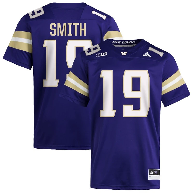 Caleb Smith Men's adidas  Purple Washington Huskies NIL Pick-A-Player Home Premier Football Jersey