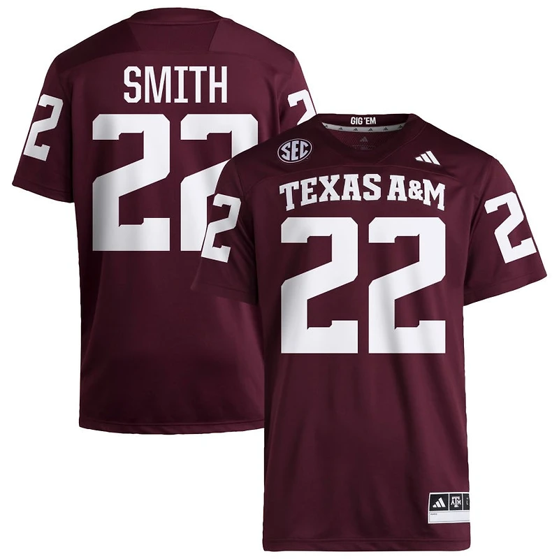 EJ Smith Men's adidas  Maroon Texas A&M Aggies NIL Pick-A-Player Home Premier Football Jersey
