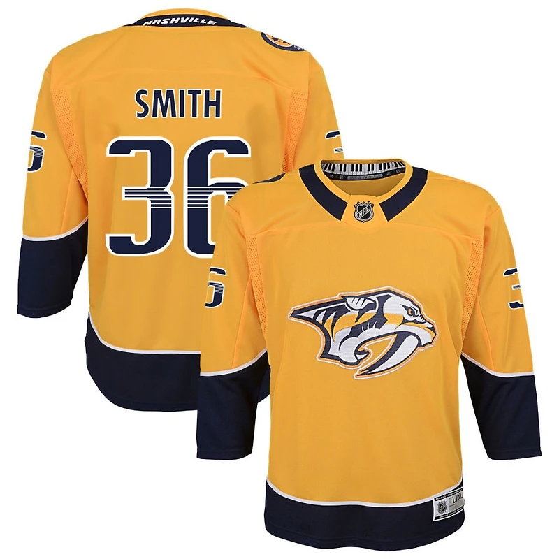 Cole Smith Youth Yellow Nashville Predators Home Premier Custom Jersey