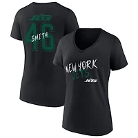 Women's Black New York Jets Hustle Personalized Name & Number V-Neck T-Shirt