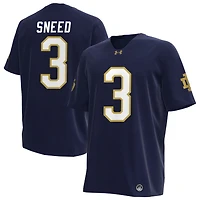 Jaylen Sneed Men's Under Armour Navy Notre Dame Fighting Irish NIL Pick-A-Player Replica Football Jersey