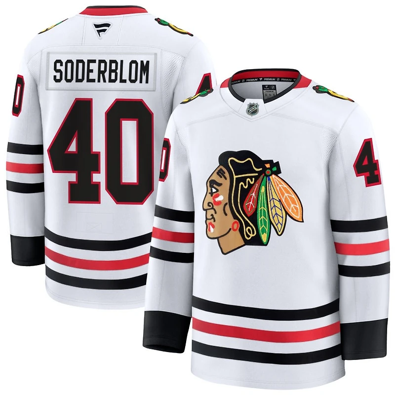 Arvid Soderblom Men's Fanatics White Chicago Blackhawks Away Premium Custom Jersey