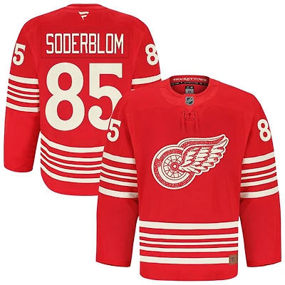 Elmer Soderblom Men's Fanatics Red Detroit Red Wings Anniversary Authentic Pro Custom Jersey