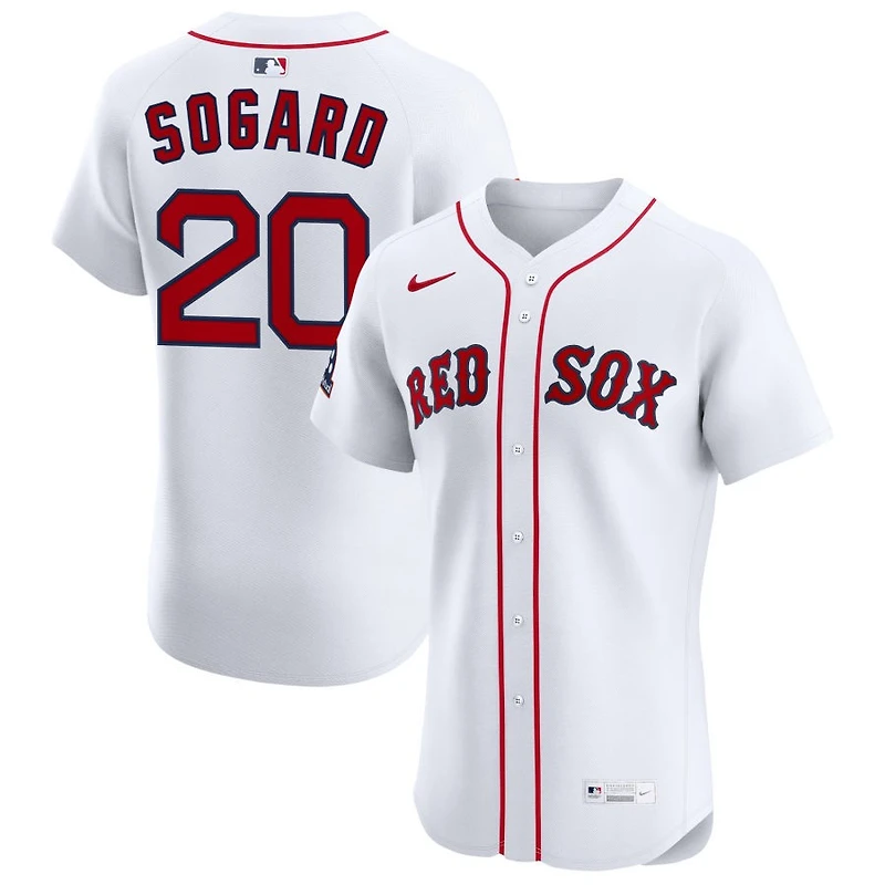 Nick Sogard Men's Nike White Boston Red Sox Home Elite Sponsor Patch Custom Jersey