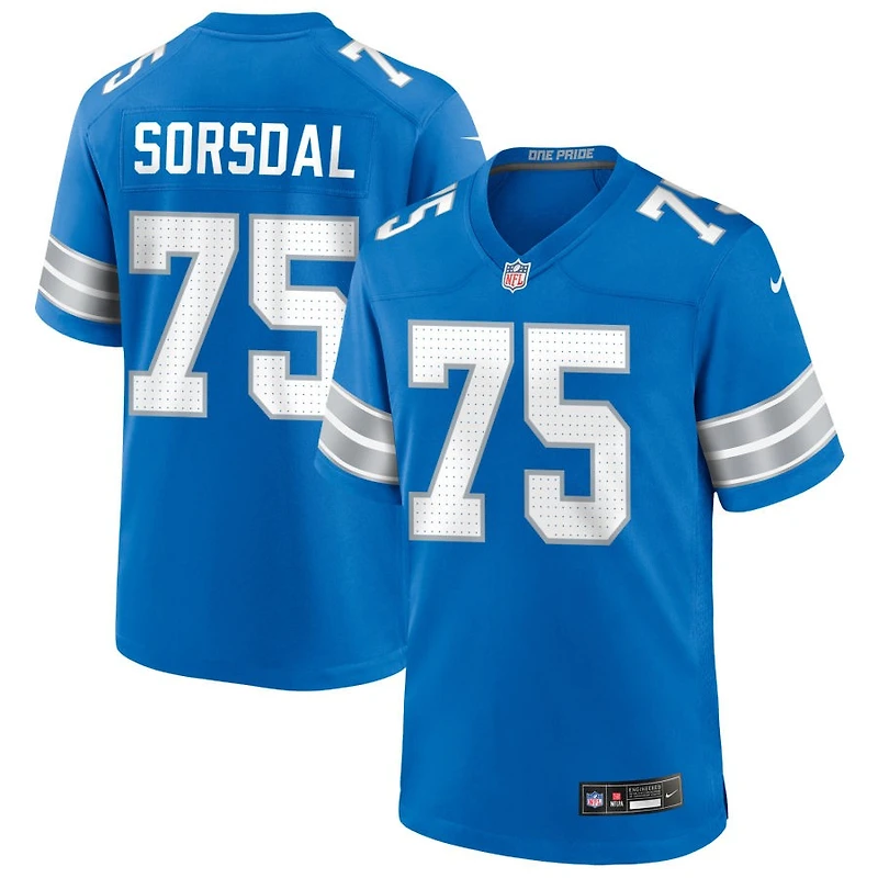 Colby Sorsdal Men's Nike Blue Detroit Lions Custom Game Jersey