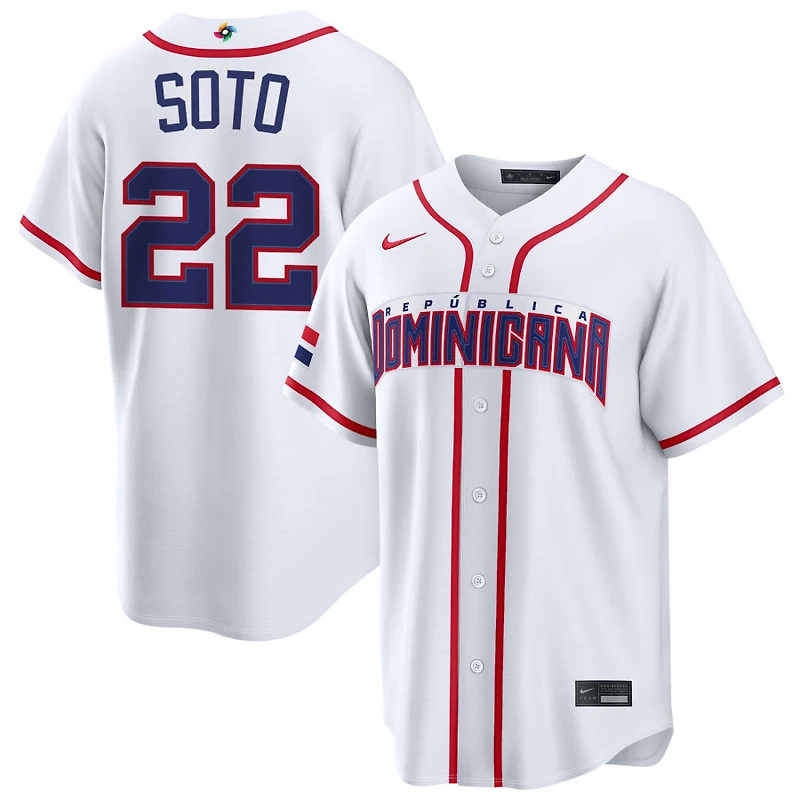 Juan Soto Men's Nike White Dominican Republic Baseball 2026 World Baseball Classic Home Pick-A-Player Jersey