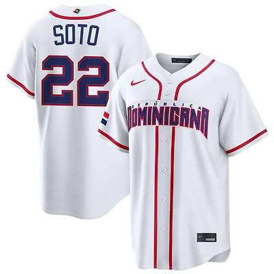 Juan Soto Men's Nike White Dominican Republic Baseball 2026 World Baseball Classic Home Pick-A-Player Jersey