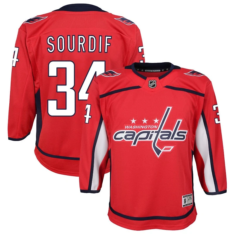 Justin Sourdif Youth Red Washington Capitals Home Custom Premier Jersey