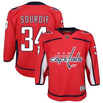 Justin Sourdif Youth Red Washington Capitals Home Custom Premier Jersey