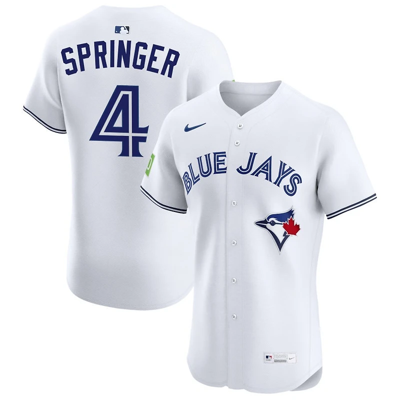 George Springer Men's Nike White Toronto Blue Jays Home Elite Sponsor Patch Custom Jersey