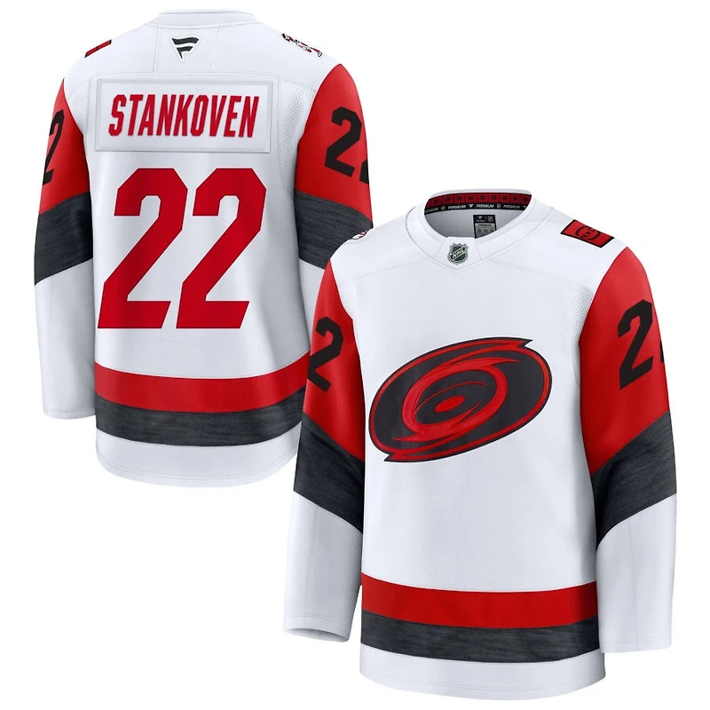 Logan Stankoven Men's Fanatics White Carolina Hurricanes Away Premium Custom Jersey